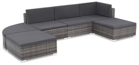 vidaXL Set mobilier de grădină cu perne, 6 piese, gri, poliratan