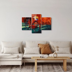 Tablou - Bicicleta roșie, pictură acrilică (90x60 cm)