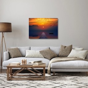 Tablou pe sticlă cu podul în apus de soare (70x50 cm)