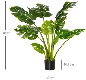 HOMCOM plante artificiale 110 cm Monstera artificială plante de interior și exterior în ghiveci copac artificial plantă decorativă plantă de birou ghiveci din plastic pentru interior și exterior | Aosom Romania