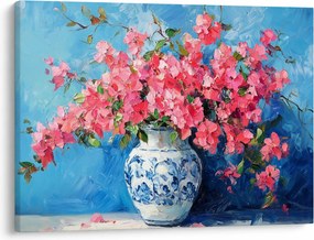 Tablou - Vază cu flori roz (70x50 cm)