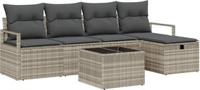 vidaXL Set de canapea cu pernă Manual 6 pcs Gri deschis poliratan