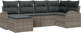 vidaXL Set de canapele pentru grădină 6 pcs Gri poliratan