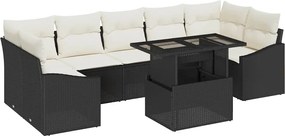 vidaXL Set de canapele pentru grădină 8 pcs Negru Rattan poli