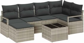 vidaXL Set de canapea 7 pcs Gri deschis poliratan