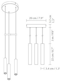 Lustra cu 3 pendule design minimalist din lemn cu spot LED încorporat Chimes 3 - oak