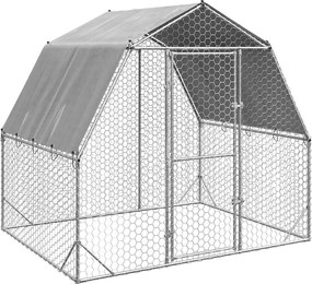 vidaXL Pui de găină cu acoperiș 2,5x2x2,25 m oțel galvanizat