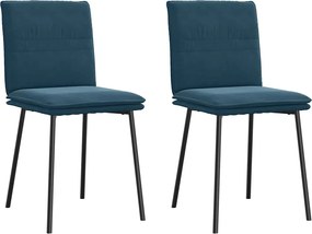vidaXL Scaune de sufragerie, 2 buc., albastru, catifea