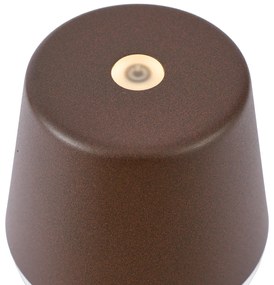 Lampă de masă maro rugină, inclusiv LED IP65 reîncărcabilă cu stație de încărcare - Bass