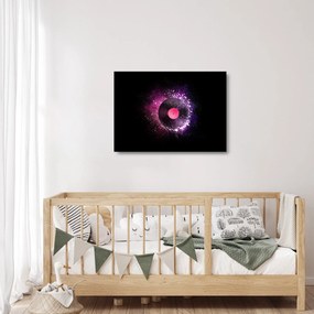 Tablou pe sticlă - Disc de vinil roz-violet (70x50 cm)