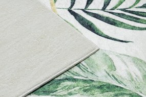 ANDRE 1168 covor lavabil Monstera pleacă, geometric anti-alunecare - alb / verde - SECUNDAR-COTATI PRODUSUL