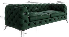 Canapea verde-închis cu tapițerie din catifea 225 cm Chelsea – Ropez