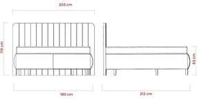 Pat tapițat ALEXA 180x200 cm, cu saltele și spațiu de depozitare, bej