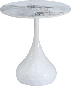 Masuta cafea EBREL, alb cu efect de marmura/alb, ceramica/otel, 50x57