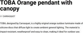 Pendul iluminat exterior din silicon IP65 TOBA orange