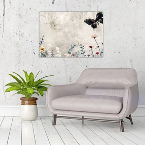 Tablou pe sticlă - Pajiște în beton (70x50 cm)