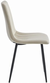 OFERTA Scaun de catifea bej LAVA cu picioare negre II. calitate