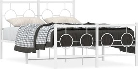 vidaXL Cadru de pat metalic cu tăblie, alb, 120x200 cm