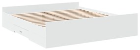 3280272 vidaXL Cadru de pat cu sertare, alb, 180x200 cm, lemn prelucrat