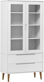 vidaXL Dulap cu vitrină, alb, 90x35x175 cm, lemn masiv de pin