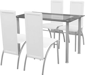 vidaXL Set masă cu scaune, 5 piese, Alb