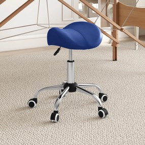 HOMCOM Taburet cu role, scaun de lucru cu înălțime reglabilă 49-61 cm și șezut ergonomic, 52x53x49-61cm, bleu | Aosom Romania