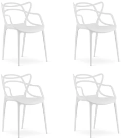 Set 4 bucati scaune din plastic KATO albe