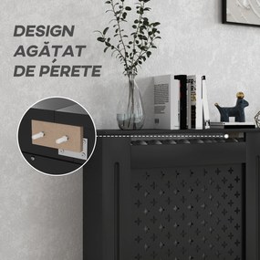 HOMCOM Carcasă pentru Calorifer din Lemn MDF, Carcasă Modernă pentru Calorifer cu Raft, 152x19x82 cm, Negru | Aosom Romania