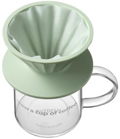 Cana cu filtru de cafea Buydeem CD1024-CG, 300 ml, Sticla borosilicata, Otel inoxidabil, Verde