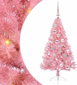 vidaXL Pom de Crăciun artificial pre-iluminat Roz 120 cm PVC