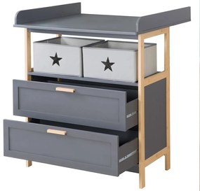 Comodă de copii gri antracit joasă 87x75 cm Berlin – Roba