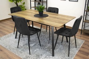 OFERTA Scaun catifea neagra KARA cu picioare negre II. calitate