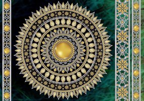 Fototapet - Mandala în verde (254x184 cm)