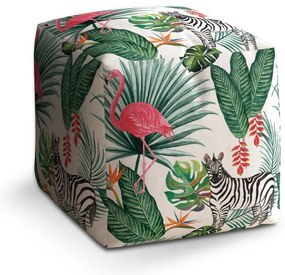 Taburet Cube fulg de flamingo, colorat