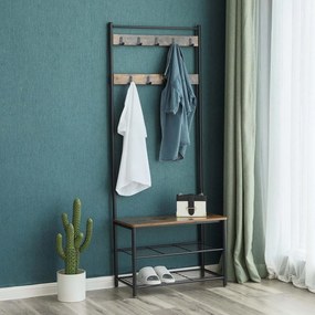 Perete de hol metalic TAYLOR 72x175 cm, negru/maro rustic