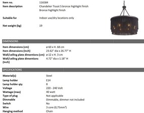 Candelabru design elegant LUX Tissot S, bronz