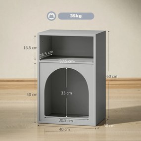 HOMCOM Set de 2 noptiere, noptieră cu compartimente deschise, design arcuat, 40 x 30 x 60 cm, gri | Aosom Romania