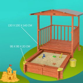 Sandpit pentru copii Merle cu protecție UV și verandă de joacă acoperită