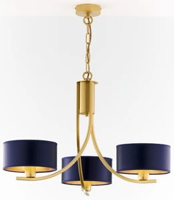 Jupiter 2093 - Lustra ARTHUR, suspendată pe lanț, 3xE27/15W/230V, albastru/auriu