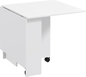 HOMCOM Masă Pliabilă și Extensibilă pentru 4-6 Persoane cu 2 Rafturi și 2 Roți, din Lemn și Metal, 140x80x74 cm, Alb | Aosom Romania
