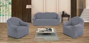 Set huse elastice pentru canapea 3 Locuri si 2 fotolii, fara volanas, model Jacquard Gri in dungi