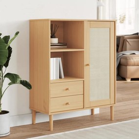 vidaXL Dulap înalt SENJA aspect ratan maro, 90x40x112cm