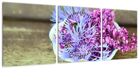 Tablou - plantă violetă (cu ceas) (90x30 cm)