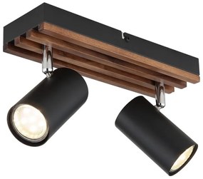 Plafoniera cu 2 spoturi directionabile metal negru lemn KAYDEN