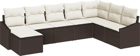 vidaXL Set de canapea cu pernă 8 pcs Maro poliratan