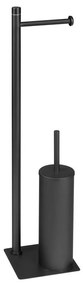 Gedy - TRILLY Perie WC independentă cu suport pentru hârtie igienică negru mat