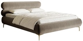 Pat matrimonial 140 cm Rirri 140 (cu somieră) (cu sp. depozitare) (gri bej + auriu). 1099925