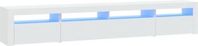 vidaXL Comodă TV cu lumini LED, alb, 240x35x40 cm
