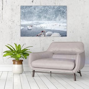 Tablou cu lebăde (90x60 cm)