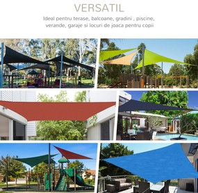 Outsunny Cort Parasolar Triunghiular Anti UV, Design Velă, Perfect pentru Grădină, Crem, 5x5x5m | Aosom Romania